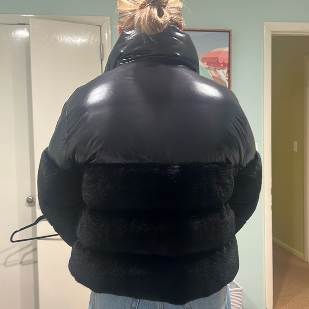 MONCLER black fur puffer size 2